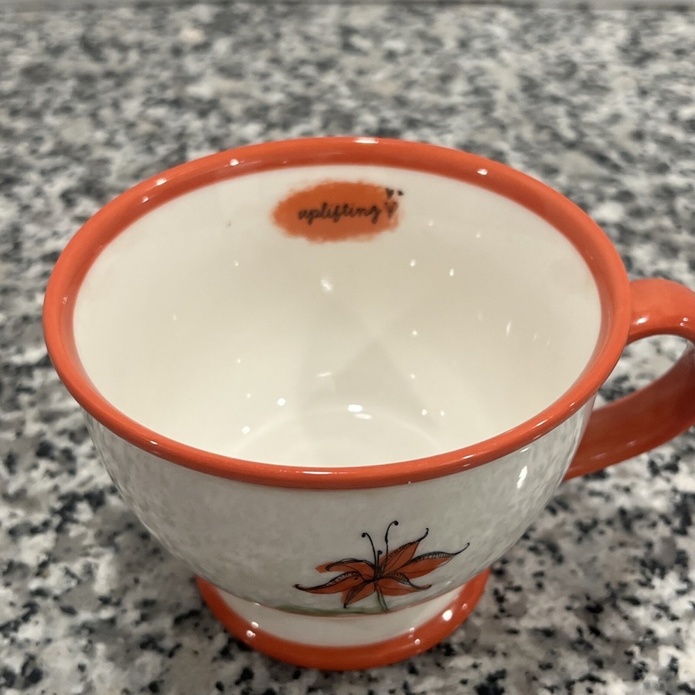 2006 Starbucks Pair of Tea Cups/ Mugs Nuturing 10oz green & orange Uplifting cup - Picture 12 of 13